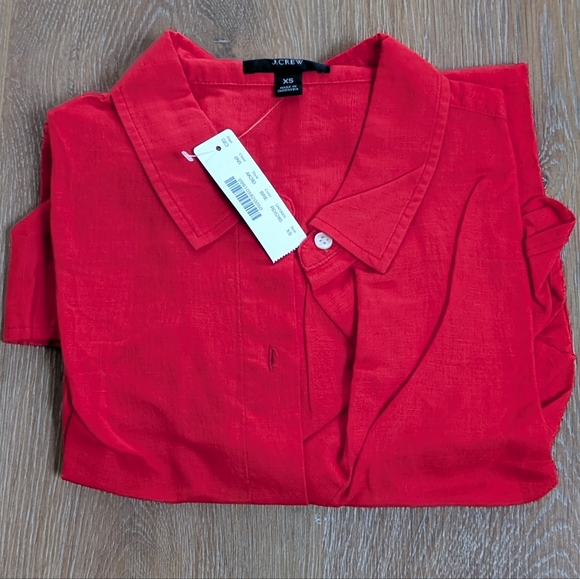 NWT J. Crew Classic Fit Beach Shirt in Linen Cotton Blend Extra Small - Picture 4 of 5